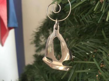 Chrome Sailboat Christmas Ornament 5