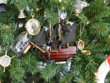 Wooden Queen Anne's Revenge Model Ship Christmas Tree Ornament