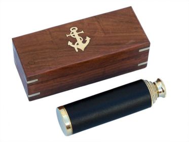 Deluxe Class Captain's Brass - Leather Spyglass Telescope 15 w/ Rosewood Box