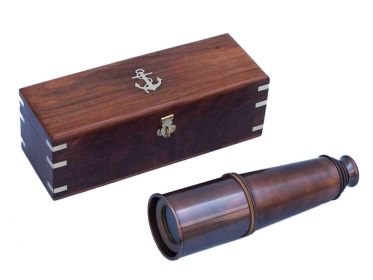 Deluxe Class Admiral's Antique Copper Spyglass Telescope With Rosewood Box 27