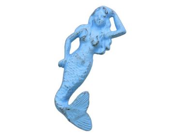 Rustic Light Blue Cast Iron Mermaid Hook 6