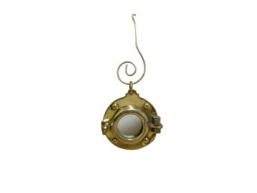 Solid Brass Porthole Mirror Christmas Ornament 4