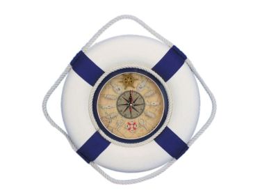 Classic White Decorative Lifering Clock with Blue Bands 12