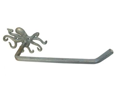 Antique Bronze Cast Iron Octopus Toilet Paper Holder 11&quot;