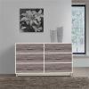 Modern 6-Drawer Dresser in Rustic White Brown Wood Finish