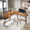 L Shape Computer Desk Modern Corner Table With Small Table