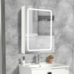 30x20 inch LED Bathroom Medicine Cabinet Surface Mounted Cabinets With Lighted Mirror White Left Open