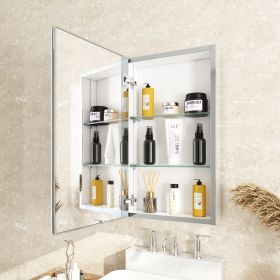 15x26 inch Medicine Cabinet with Mirror Aluminum Bathroom Adjustable shelf Wall Mounted or Successed