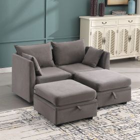 Modular Couches and Sofas Sectional with Storage Sectional Sofa U Shaped Sectional Couch with Reversible Chaises, Grey