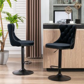 A&A Furniture,Swivel Velvet Barstools Adjusatable Seat Height from 25-33 Inch,17.7 inch base