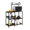 Vintage Kitchen Baker's Rack Utility Storage Shelf 35.5" Microwave Stand 4-Tier 3-Tier Shelf for Spice Rack Organizer Workstation with 10 Hooks