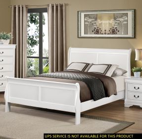 Classic Louis Phillipe Style White Eastern King Size Bed 1pc Traditional Design Bedroom Furniture Sleigh Bed