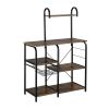 Vintage Kitchen Baker's Rack Utility Storage Shelf 35.5" Microwave Stand 4-Tier 3-Tier Shelf for Spice Rack Organizer Workstation with 10 Hooks