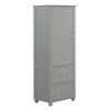 Tall Bathroom Storage Cabinet, Freestanding Storage Cabinet with Two Drawers and Adjustable Shelf, MDF Board with Painted Finish, Grey