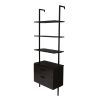 Free shipping Industrial 5-Tier Modern Ladder Shelf Bookcase, Vintage Metal Pipes and Wood Shelveswith Wood Drawers ,Rustic Display Bookshelf for Stor