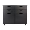 Halifax Wide 2-Door Storage Cabinet; 4-Drawer; Black