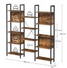 Industrial Brown Bookcase with 14 Storage Shelves