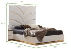 Laura Gold Detailed King Size Upholstery Bed made with Wood in White