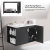 30" Bathroom Vanity with Sink,with two Doors Cabinet Bathroom Vanity Set with Side left Open Storage Shelf,Solid Wood,Excluding faucets,Black