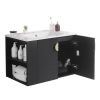 30" Bathroom Vanity with Sink,with two Doors Cabinet Bathroom Vanity Set with Side left Open Storage Shelf,Solid Wood,Excluding faucets,Black