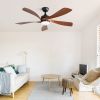 52 Inch Modern Ceiling Fan With 3 Color Dimmable Light 5 ABS Blades Smart Remote Control Reversible DC Motor For Bedroom