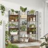 Industrial Brown Bookcase with 14 Storage Shelves