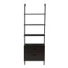 Free shipping Industrial 5-Tier Modern Ladder Shelf Bookcase, Vintage Metal Pipes and Wood Shelveswith Wood Drawers ,Rustic Display Bookshelf for Stor