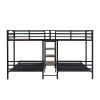 Metal Twin over Twin & Twin Bunk Bed, Triple Bunk Bed with Storage Shelves Staircase, Black