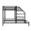 Metal Twin over Twin & Twin Bunk Bed, Triple Bunk Bed with Storage Shelves Staircase, Black