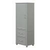 Tall Bathroom Storage Cabinet, Freestanding Storage Cabinet with Two Drawers and Adjustable Shelf, MDF Board with Painted Finish, Grey