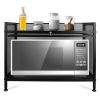 Bakers Rack Carbon Steel Kitchen Storage Cabinets Microwave Stand Kitchen Shelves with Microwave Compatibility Translucent Door Net Panel