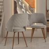 Modern Dining Chairs, Linen Accent Chair, Living Room Leisure Chairs, Upholstered Side Chair with Metal Legs for Dining Room Kitchen Vanity Patio Club