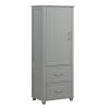 Tall Bathroom Storage Cabinet, Freestanding Storage Cabinet with Two Drawers and Adjustable Shelf, MDF Board with Painted Finish, Grey