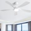 52 Inch Modern Ceiling Fan With 3 Color Dimmable Light 5 ABS Blades Smart Remote Control Reversible DC Motor White For Indoor