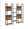 Industrial Brown Bookcase with 14 Storage Shelves