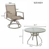 3-Piece Bistro Patio Table and Chairs Set with Tan PVC Sling Swivel Rocker Chairs and Round Cast-Top Outdoor Table, Premium Weather Resistant Outdoor