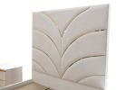 Laura Gold Detailed King Size Upholstery Bed made with Wood in White