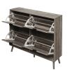 4 Door Shoe Rack, Freestanding Modern Shoe Storage Cabinet, for Entryway