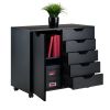 Halifax Wide Storage Cabinet; 5-Drawer; Black