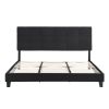 King Size Upholstered Platform Bed Frame with Linen Fabric Headboard, No Box Spring Needed, Wood Slat Support, Easy Assembly, BLACK