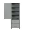 Tall Bathroom Storage Cabinet, Freestanding Storage Cabinet with Two Drawers and Adjustable Shelf, MDF Board with Painted Finish, Grey