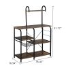 Vintage Kitchen Baker's Rack Utility Storage Shelf 35.5" Microwave Stand 4-Tier 3-Tier Shelf for Spice Rack Organizer Workstation with 10 Hooks