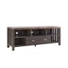 Home, Livingroom 60" TV Stand with Drawer & Five Open Shelves- Faux Marble Yellow & Distressed Grey