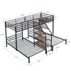 Metal Twin over Twin & Twin Bunk Bed, Triple Bunk Bed with Storage Shelves Staircase, Black