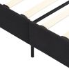 King Size Upholstered Platform Bed Frame with Linen Fabric Headboard, No Box Spring Needed, Wood Slat Support, Easy Assembly, BLACK