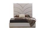 Laura Gold Detailed King Size Upholstery Bed made with Wood in White