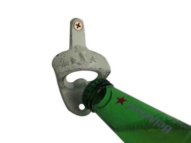 Whitewashed Cast Iron Wall Mounted Anchor Bottle Opener 3