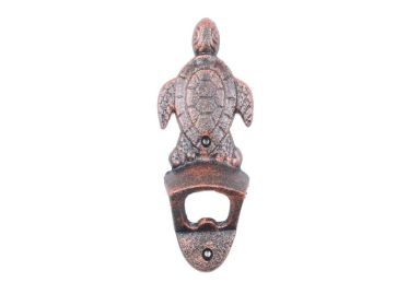 Rustic Copper Cast Iron Wall Mounted Sea Turtle Bottle Opener 6