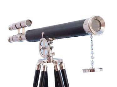 Chrome - Leather Griffith Astro Telescope 64 with Black Wooden Legs