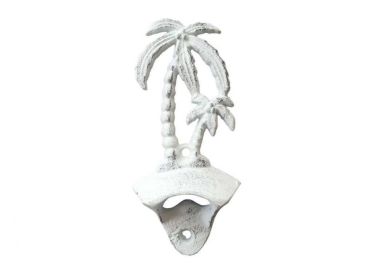 Rustic Whitewashed Cast Iron Wall Mounted Palmtree Bottle Opener 6